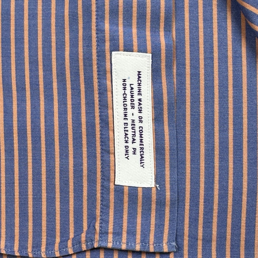 Brooks Brothers Blue Orange Stripe Dress Shirt 16.5 35 (L) USA Cotton - Picture 3 of 6